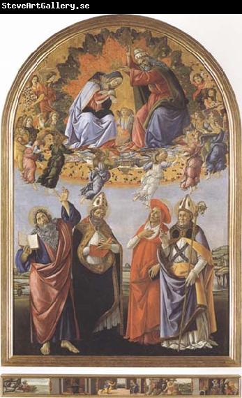 Sandro Botticelli Coronation of the Virgin,with Sts john the Evangelist,Augustine,Jerome and Eligius or San Marco Altarpiece